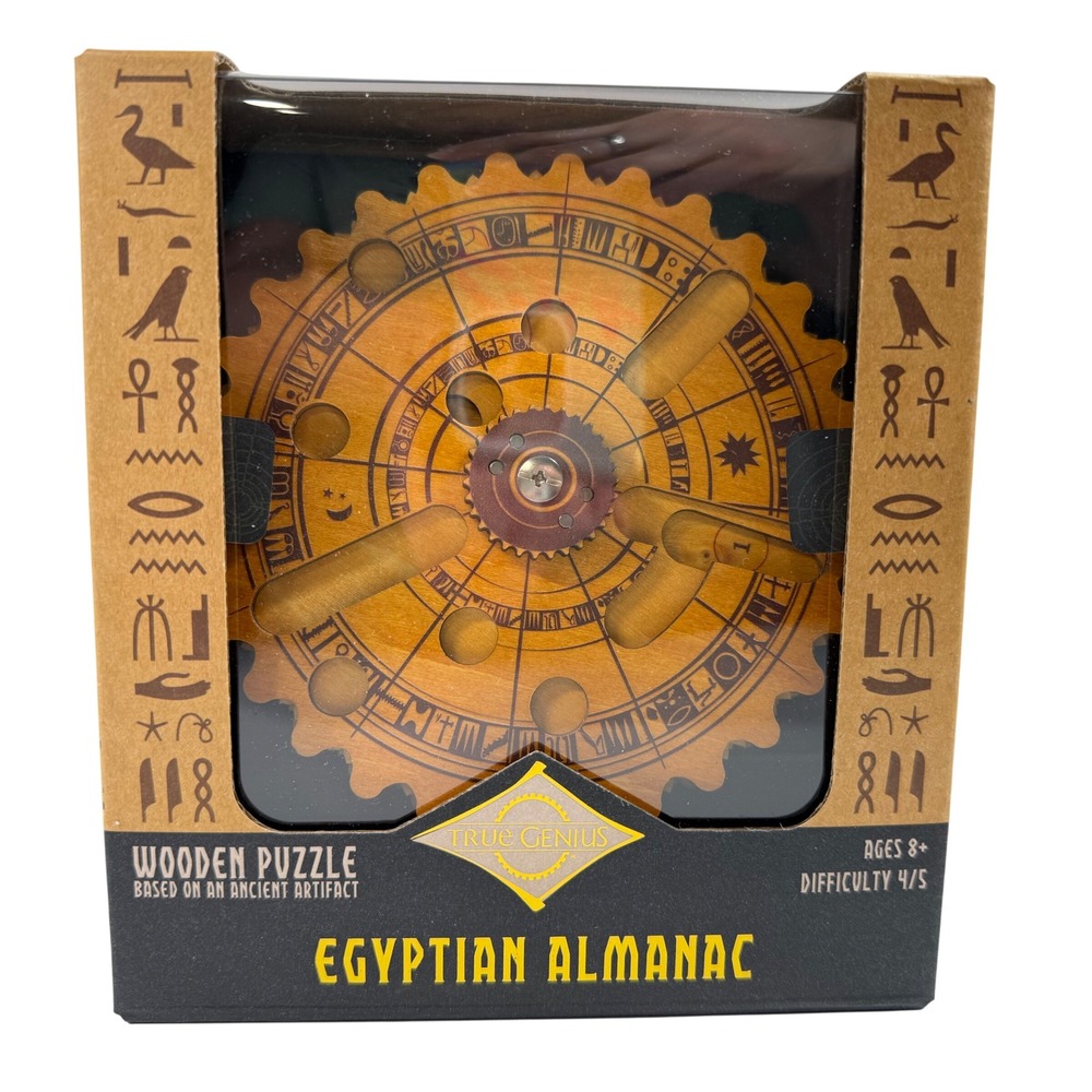 True Genius Egyptian Almanac Wooden Brainteaser Number Puzzle Difficulty 4/5